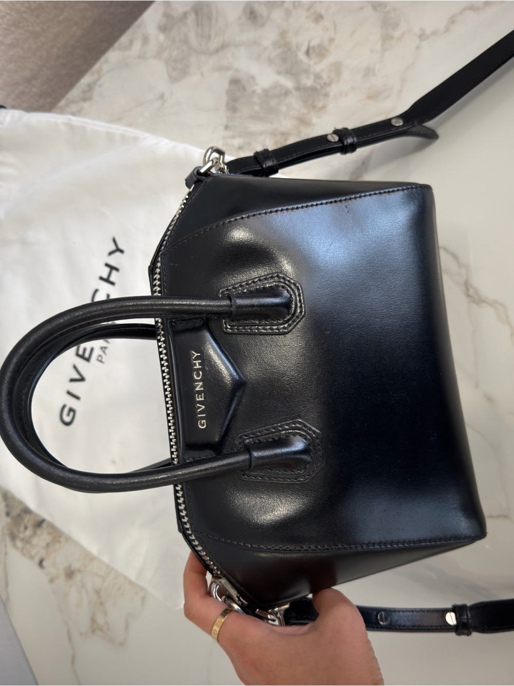 Givenchy Antigona Mini Leather Bag Satchel in Black - Picture 7 of 11